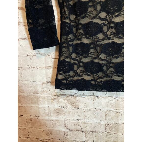 Jessica Max U.S.A. Top Womens Medium Black All Over Lace Fairy Whimsigoth Grunge - Picture 2 of 12